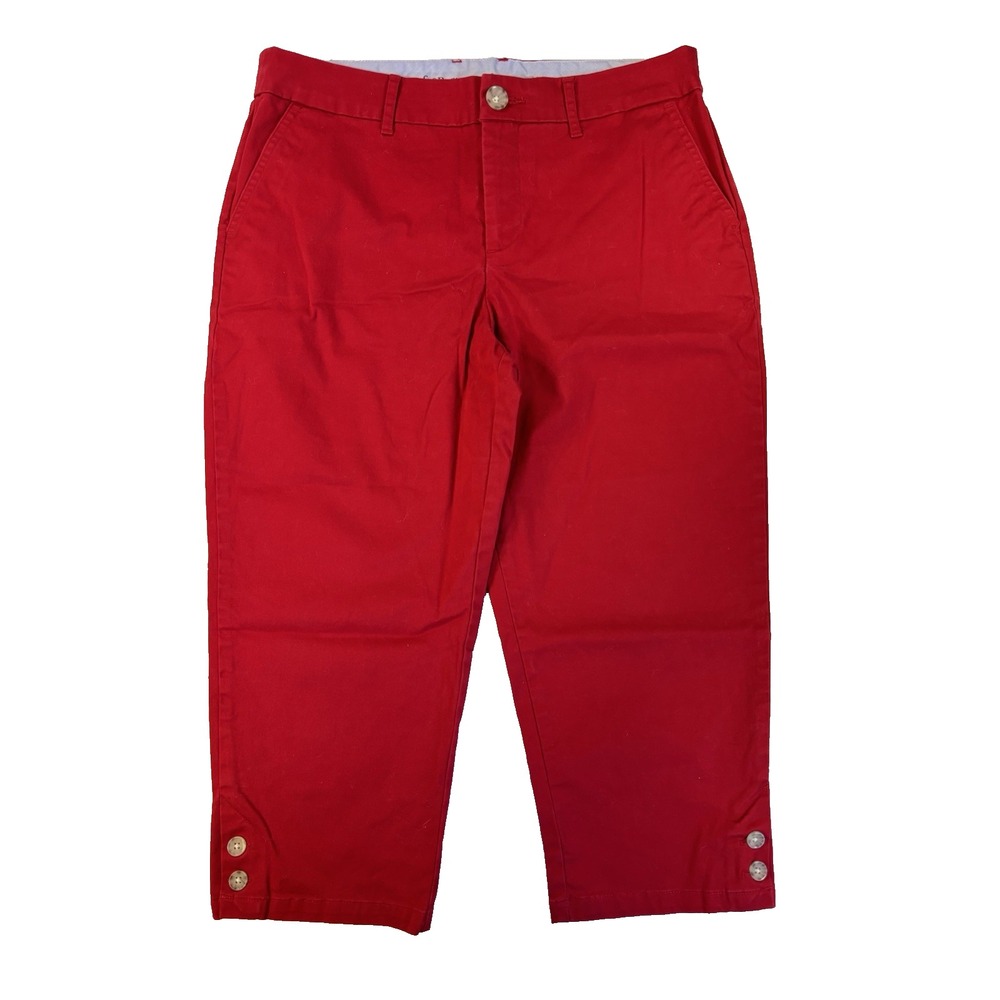Croft & Barrow Women's 10 Red Stretch Capri Pants Comfort Summer Travel Resort